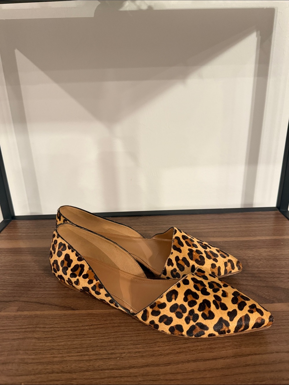 J. Crew Leopard-Print Pointed-Toe Flats in Tan and Black